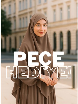 Medine Ipeği Sufle Elbise Peçe Takımı, Hac Umre Kadın Ferace Takım, Tesettür Elbise Takım (3 Parça)