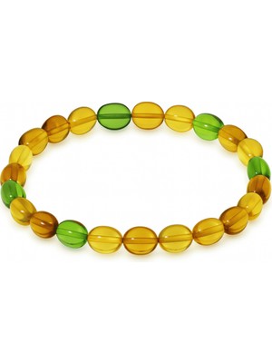 Tesbihname Su Yeşili Natural Form Doğal Damla Kehribar Kadın Bileklik