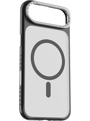 iPhone 17 Air Uyumlu Kılıf M-Safe Şarj Özellikli Metal Kamera Standlı Lenyes CK226 Pc Kapak Siyah