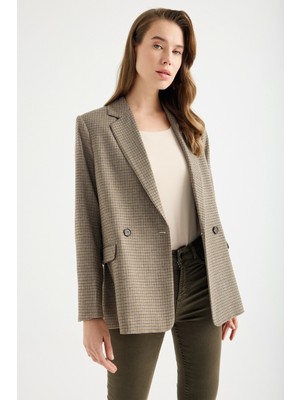 Masha Kate Yünlü Kazayağı Blazer Ceket