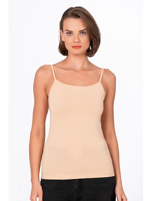 Kompedan Kadın Ince Askılı Atlet Krem | K23319