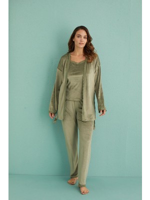 Estiva Kadın Çizgi Desenli Esnek Tam Kapalı Büyük Beden Tesettür Mayo - Siyah