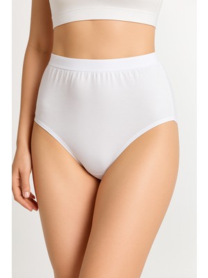 Kadın Toparlayıcı Siyah Yüksek Bel Pamuklu Bato Külot | Beyaz 4020