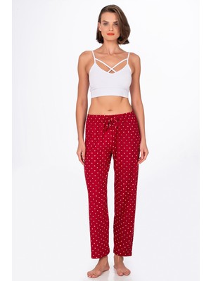 Kompedan Kadın Süet Puantiyeli Pijama Tek Alt