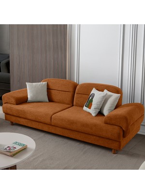 Eymense Lizbon Yataklı Sandıklı Üçlü Koltuk Turuncu