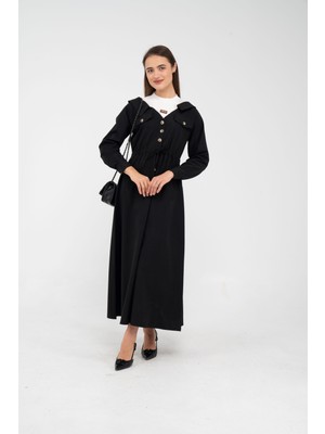 Sasilva Düğmeli Bel Bağcıklı Trençkot Detaylı Elbise K1746