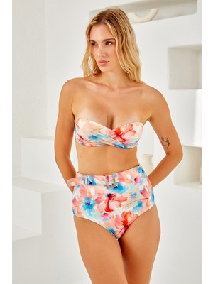 Lapieno Dolgulu Straplez Aksesuarlı Bikini Takım