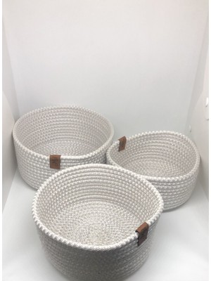 Lebron Dekoratif Çok Amaçlı Bej 3'lü Sepet Seti