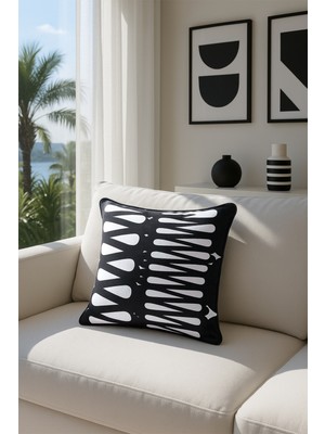 Premier Home Duck Deseneli Kırlent Kılıfı Siyah Beyaz V1 40X40