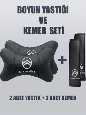 Brtshopping Citroën Yeni Logo Ortopedik Boyun Yastığı ve Kemer Kılıfı – Premium Araba Içi Set