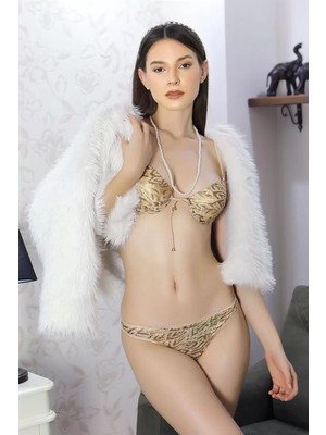 Moda Kadın Destekli Ip Dekolte Sütyen Takım Sarı