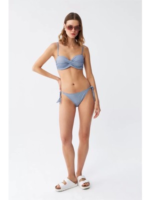 Moda Kadın Straplez Mavi Bikini Takımı