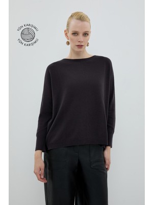 ROMAN Yün Karışımlı Triko Kahve K2671023_005