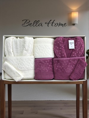 Bella Home 8 Parça Su Yolu Aile Bornoz Seti