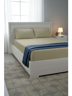 Favora %100 Pamuk Ranforce Premium King Size Lastikli Çarşaf Seti - Bej