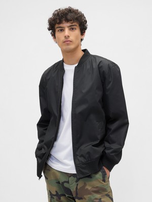 Gap Erkek Siyah 100% Geri Dönüştürülmüş Relaxed Ripstop Bomber Ceket