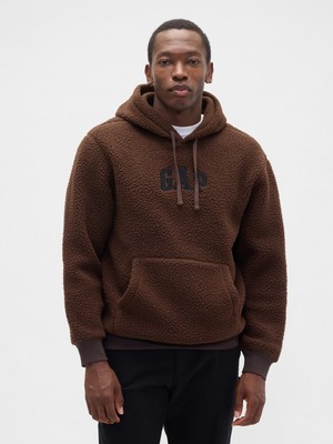 Gap Erkek Kahverengi Relaxed Gap Logo Sherpa Knit Sweatshirt