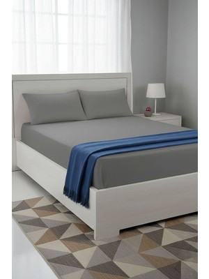 Favora %100 Pamuk Ranforce Premium King Size Lastikli Çarşaf Seti - Koyu