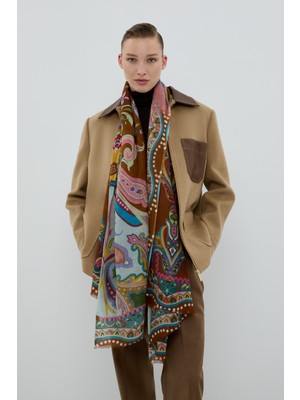 ROMAN Yün ve İpek Karışımlı Şal Standart Renk K2684102_089