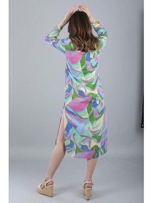 Bonitas Vual Uzun Kollu Desenli Gömlek Turkuaz Çiçek