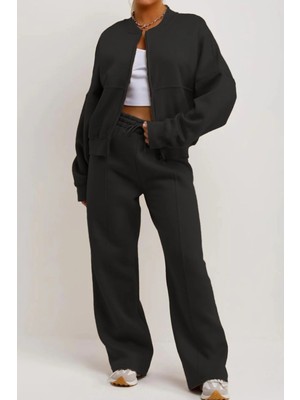 Yakamel Kadın Çımalı Rahat Trend Model Bomber Ceket Alt-Üst Takım