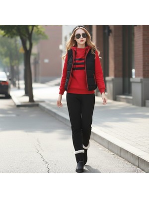 Kışlık Sevgili Kombini Şık Kadın Üçlü Eşofman