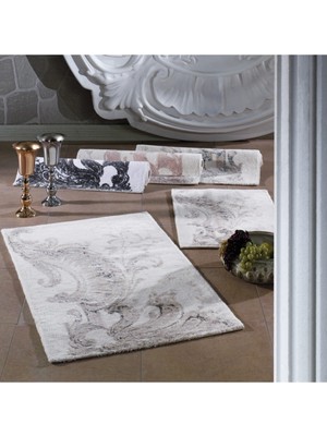 Zebra Casa Antonia Beyaz/gri/mor Ikili Banyo Paspas Seti