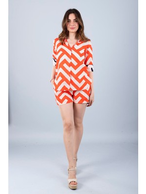 Bonitas Vual Şort Takım Turuncu Geometrik