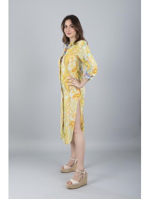 Bonitas Vual Uzun Kollu Desenli Gömlek Sarı Çiçek