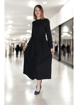Günlük Tam Boy Keten Tesettür Elbise