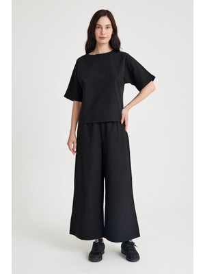 Keten Günlük Rahat Beli Lastikli Kadın Ikili Takım Alt Üst