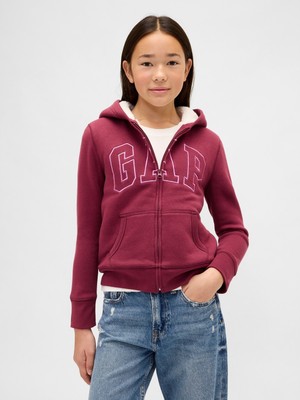Gap Kız Çocuk Kırmızı Gap Logo Fleece Fermuarlı Sweatshirt