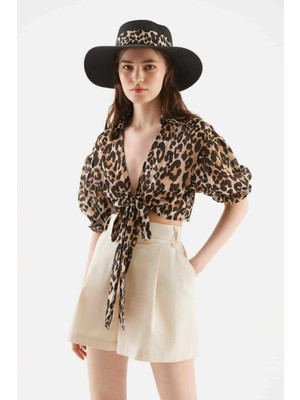 ROMAN Leopar Desenli Kadın Gömlek Standart Renk Y2213591_089