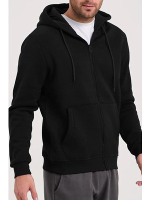 Yakamel Unisex Oversize (3 Iplik) Kalın Içi Polarlı Hırka