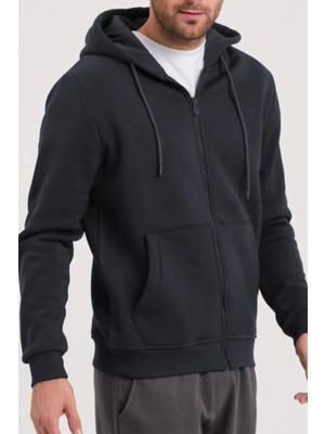 Yakamel Unisex Oversize (3 Iplik) Kalın Içi Polarlı Hırka