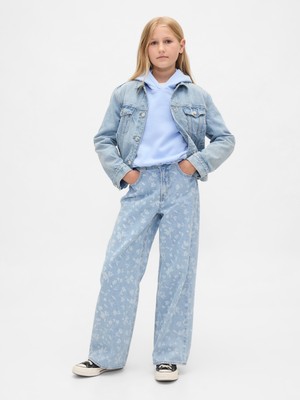 Gap Kız Çocuk Mavi Low Rise Stride Wide-Leg Jean Pantolon