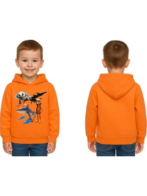 Sedirli Unisex Brainrot Baskılı Çocuk Swaetshirt Kapüşonlu 3 Iplik Şardonlu