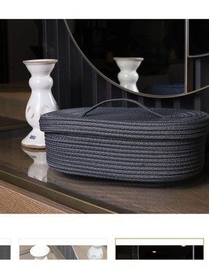 Jütex Home Jüt Hasır Sepet Oval Kapaklı Organizer 30X20X10