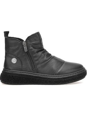 Mammamia D25KB-1005 - B Kadın Hakiki Deri Günlük Comfort Bot Siyah