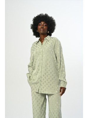 Orfeonegro Kadın Desenli Oversize Kesim Gömlek
