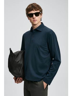 Lufian Erkek Rocky Smart Polo T-Shirt 112040044 Lacivert