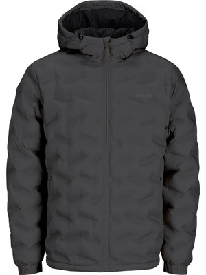 Jack & Jones Erkek Jcowın Kapüşonlu Rüzgar Geçirmez Kapitone Mont 12250429 Asfalt