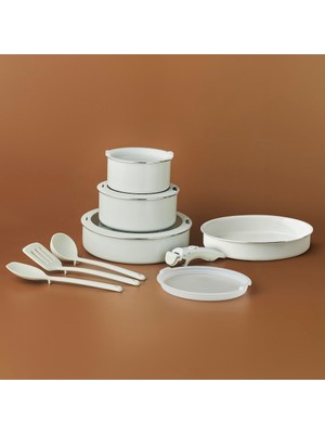 Karaca x Refika Swiss Crystal Easy Clip Indüksiyon Tabanlı 12 Parça Tencere Seti Pure White