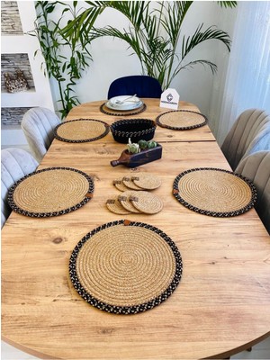 Jütex Home Jüt Hasır Amerikan Servis Supla  Bardak Altı ve Sepet 13 Parça