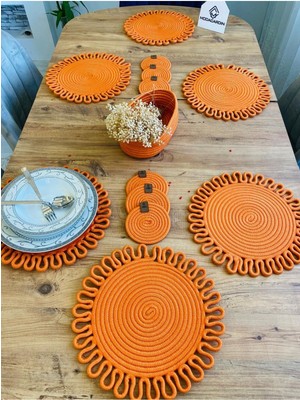 Jütex Home Jüt Hasır Amerikan Servis Supla  Bardak Altı ve Sepet 13 Parça