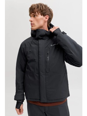 Jack & Jones Erkek Jjalpes Kapüşonlu Su ve Rüzgar Geçirmez Mont 12284649 Siyah
