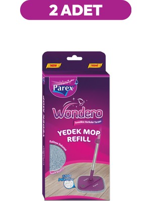 Parex Wondero Yedek Mop İkili Paket Gri Renkli Yüksek Emicilik Özellikli Temizlik Ürünü