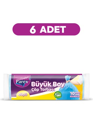 Parex Güçlü Çöp Torbası Büyük Boy 10'lu 65 x 80 cm 6 Paket