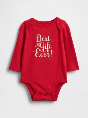 Gap Bebek Kırmızı First Favorites Organik Pamuk Grafik Bodysuit