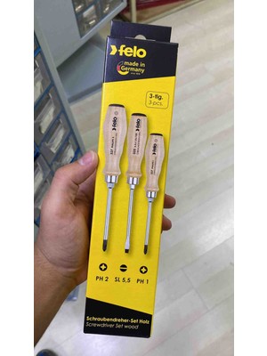 Felo Ağaç Saplı Tornavida Seti, 3'lü